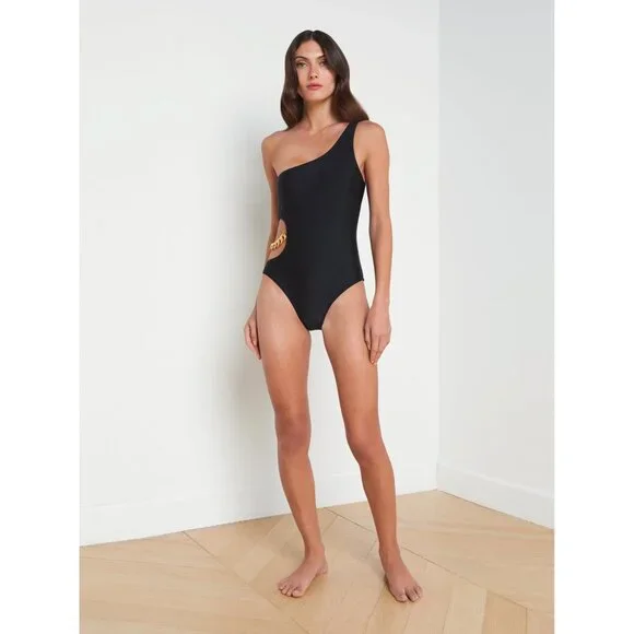 L'AGENCE Ava Chain One-Piece Swimsuit in Black Size S